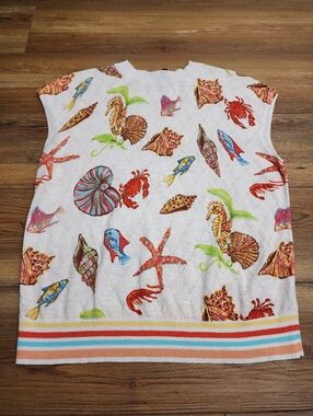 Talbots Top Women's Petite L Beach White Cap Sleeve Pullover